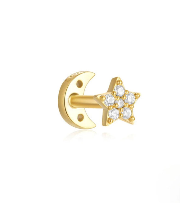 Star-Moon Reversible Stud Earring